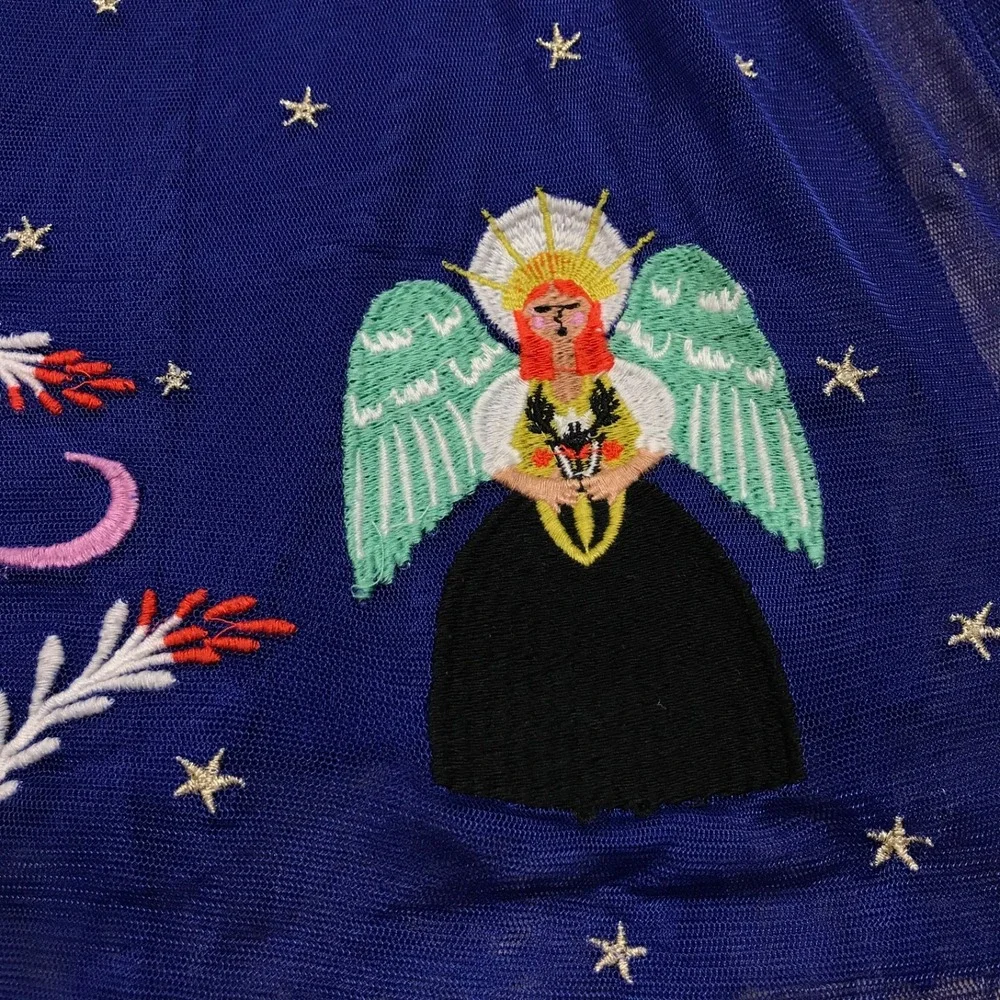 Hanna Andersson Dress Girls Size 6-7 Angels Tulle Holiday Christmas Blue‎ Modest
